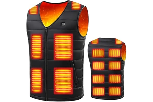 Forticu Electric Heating Vest, Heating, 16 Heating Points, Super Fast Heating Vest, 3 Levels of Temperature Adjustment, USB P