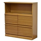 格子 FAX台 電話台 キャビネット 天然木 タモ 和風 幅89cm ライトブラウン IA-483LB