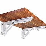 DouperDirect 折畳式棚受けブラケット　DIY建築金具　1ペア入れ　長さ40㎝アーム　耐荷重マックス150㎏頑丈金具　白（板なし）
