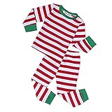 ベビーキッドBoys Girls Xmasストライプナイトウェアパジャマセットsleepwear1 – 7t カラー: レッド