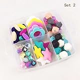 Mamimami Home 歯固め シリコーン製 ビーズ 12mm-37mm 64個 様々な形状 丸ビーズ　歯固め 授乳用ジュエリー　おしゃぶり　噛のおもちゃ　DIY 材料パッケージ 「ボックス 付き