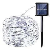 Enipate イルミネーションライト LED 100球 ソーラー充電式 ストリングライト クリスマス 飾りライト 高輝度 屋外 屋内 配線＆電源不要 (ホワイト)