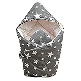 ange select ベビー おくるみ 天然 コットン スリーパー 布団 90×90 新生児 キッズ ブランケット (スター(グレー))