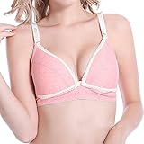 LUERME 授乳ブラジャー 妊婦用 前開き ボタン付き　授乳便利　産前産後 柔らかい　100%綿 (M, 赤いエビ)