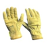 Fenteer 溶接手袋　作業用　牛革製　熱や磨耗に強い　快適性　４色　 - ライトイエロー