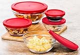 コンテナストレージBowlsガラスwithレッドLids Foodセットキッチン10個