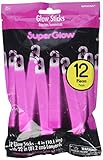 Amscan きらめくSuper Glow Stickネックレスパーティアクセサリー ピンク プラスチック 4インチ 12個パック (英語版)