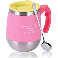 マグカップ 保温 Oncezytime 真空断熱タンブラー ふた付き 二重構造 携帯マグ 水筒 304ステンレス 450ML 軽量 使い勝 手良い 全4色 (ピンク)
