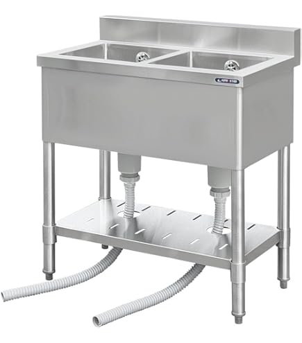 Amazon.co.jp: 業務用 シンク 2槽式 バックガードあり 高さ800mm