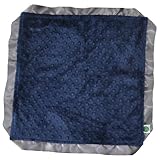 Cozy Wozy Signature Minky Lovie Sized Baby Blanket with Satin Trim Lovie, Navy Blue/Charcoal Gray, 1