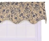 High Quality Palmer Floral Toile Lined Duchess Filler Valance Window Curtain, Navy