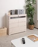 天然木パイン材FAX台兼用チェスト　幅86.5cm　ホワイトウォッシュ色　SA-0009