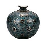 マルサン宮本 九谷焼 5.5号花瓶 青粒鉄仙 AP4-1039