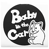 ブラック（黒） 犬 コーギー 円 Baby in the car ベビー イン ザ カー ベビーインカー ステッカー 窓ガラス用シールタイプ 車 戌 干支 動物