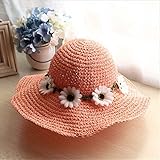 Rush.C ファッション 小物 帽子 麦わら帽子 キッズ お花 ブラウン ピンク ライトブルー 【Rush.Cオリジナルハンカチセット】 B95 (ピンク)