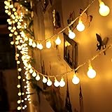 DecorNova 小さなボールストリングライト 5.5m 50球 8点滅モデル リモコン付 電池式 クリスマス イルミネーション 電球色