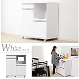 鏡面仕上げ レンジ台 レンジワゴン キャスター付き 幅80cm カラー：ホワイト