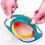 子供用食事ボウル 皿 おもちゃ 360度回転 こぼれない 楽しい クリエイティブなUFO、緑
