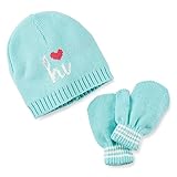 Carters赤ちゃん女の子ニット帽子とミトンセット – ターコイズ" Hi " – 12 M – 24 m