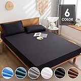 Agedate ボックスシーツ マットレスカバー ベッドシーツ 全周ゴム付き 綿100％ マチ幅約30CM シングル 140*200CM 肌