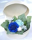 天然誕生石アクセサリー付　9月のバースデーフラワーBOXアレンジクールカラー青いバラのプリザーブドフラワー