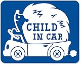 imoninn CHILD in car ステッカー　【マグネットタイプ】　No.37　ハリネズミさん　（青色）