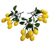 (3, Lemon) - Colorfulife Artificial Plastic Lifelike Mini 6 Fake Fruit Vegetable String Model Party 