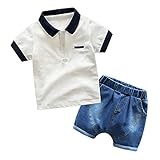 Domybest ベビー服　男の子　子供服　トップスとデニムショートパンツ　二点セットアップ　コットン　タンクトップ　コート　80-120スーツ　袖なし　帽子付き　迷彩　春夏秋 新生児　幼児　赤ちゃん