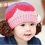 可愛い天使　赤ちゃん帽子ベビー帽子　キャップ キッズ　子供ハット かつら ウィッグ 付き 新生児 女の子帽子 (＃１０)