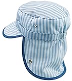 帽子 折り畳み日よけ付き ツバ付 ベビー 子供 幼児 ブルー ホワイト ストライプ 頭回り約51～52cm 機能的 おしゃれ 可愛い カジュアル お手頃 綿・ポリエステル