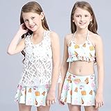 S&C Live 水着 ビキニーセパレート　トップス＋スカート＋カバー3点セット　キッズ　子供 　女の子 　ガールズ　トップス＋ビキニスカート+カバー3点セット　水着　可愛いデザート柄　ピンク/グリー