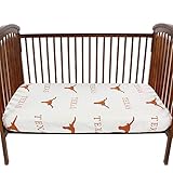 College Covers Texas Longhornsベビーベッドのペアフィットシーツ、ホワイト