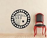 Poker壁デカールAce Casino再生部屋ビニールステッカーHoldemカードゲームゲーム保育園壁アートTeen子供部屋壁装飾リムーバブル防水壁画60i