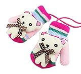 素敵なニットベビーグローブベビー冬の手袋キッド手袋ピンク