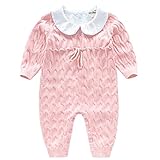 Famuka 可愛い ベビー ☆彡柄プリント カートゥーン フード付き ジッパー フリース ロンパース (6-9ヶ月, ピンク)
