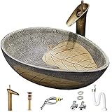 Tomiki 洗面ボウル 洗面ボール セット 手洗い器 置き型 手洗台 洗面器 洗面鉢 洗面所 トイレ 洗面台 大きいサイズ 高温焼成 陶器製 おしゃれ 高級排水金具付き