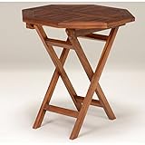 天然木チーク材　折畳み式ガーデニングス八角形テーブル70cm×70cm