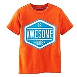 カーターズ（Carter's)男の子用オレンジ&ターコイズブルーAWESOME18半袖Tシャツ (2t(88-93cm)) [並行輸入品]