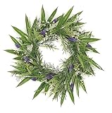 24" Decorative Purple Hyacinth and Yellow Fennel Seed Artificial Floral Wreath - Unlit
