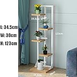 LXLA- 多層フラワーポットスタンド屋内居間鉢植えプラントラック多機能多目的プランターディスプレイシェルフシンプルな床立て (色 : 白, サイズ さいず : 34.5×30×123cm)
