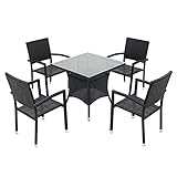 人工ラタンチェア4脚 四角テーブル1台 5点セット 強化ガラス 黒 籐 肘掛け付き 家具 ファニチャー インテリア スタッキングチェア リビング chair 椅子 南国 アジアン バリ風 リゾート ホ