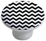 Carolina Hardware and Decor 2215 Black Chevron Ceramic Cabinet Dresser Drawer Knob by Carolina Hardw