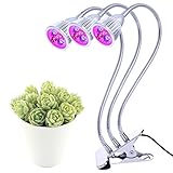 Iseebiz 植物育成ライト　植物　育てる　LED　15W　360°回転可能 プラント　補助ライト　赤/青LED　省エネ (3ヘッド)