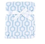 Luvable Friends Print Coral Fleece Blanket, Blue Hexagon by Luvable Friends