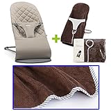 【今治タオルブランケットセットBL】babybjorn（ベビービョルン）バウンサー Bliss サンドグレー（バウンサーカバーブルーストライプ）