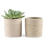 T4U 7CM 粘土 ミニ植木鉢 ストライブ円柱シェイプ 多肉植物 サボテン鉢 フラワーポット プランター容器　クリーム色 2個入り
