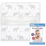 SwaddleDesigns Ultimate Swaddle Blanket Made in USA Premium Cotton Flannel and The Happiest Baby DVD
