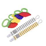 Blulu Baby Teething Toys with Gray and Yellow Pacifier Clips Teether Holders [並行輸入品]