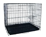 YML 30-Inch Foldable Light Duty Door Dog Crate with Wire Bottom Grate and Plastic Tray Black [並行輸入品]