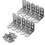 ulifestar 10pcs 1.6 X 1.6インチステンレススチールHeavy Dutyコーナーハードウェア関節角度ブラケットブレースシェルフサポートFastener、ネジ、ツヤ消し仕上げ